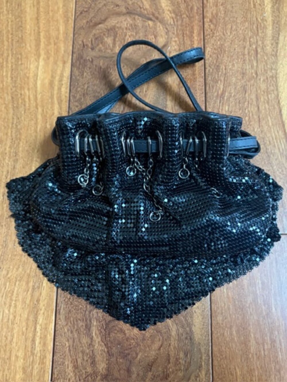 Black Sequin "night on the town" mesh handbag